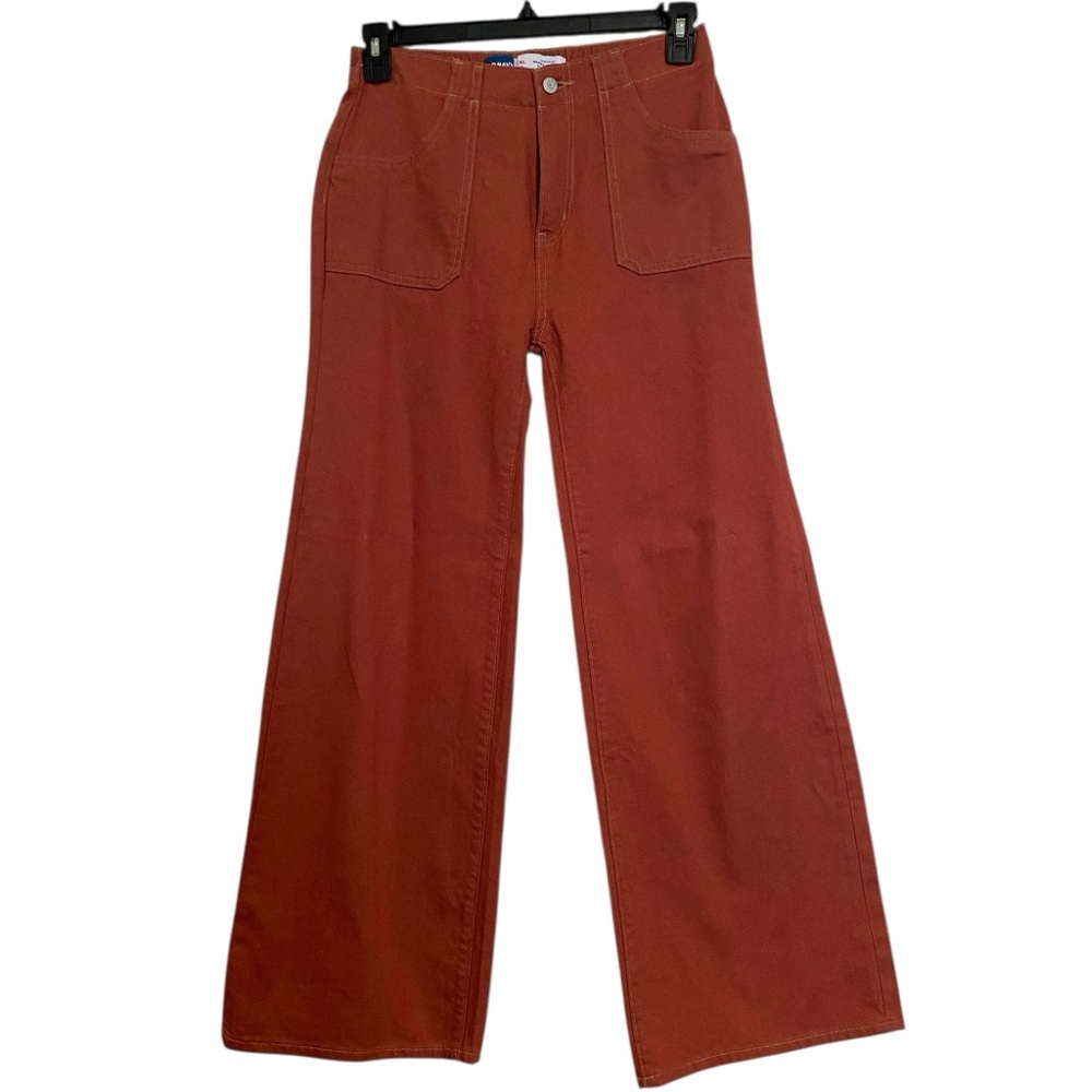 OLD NAVY Rust Wide Leg Durable Cotton Pants Size 14 High Rise Utility Style